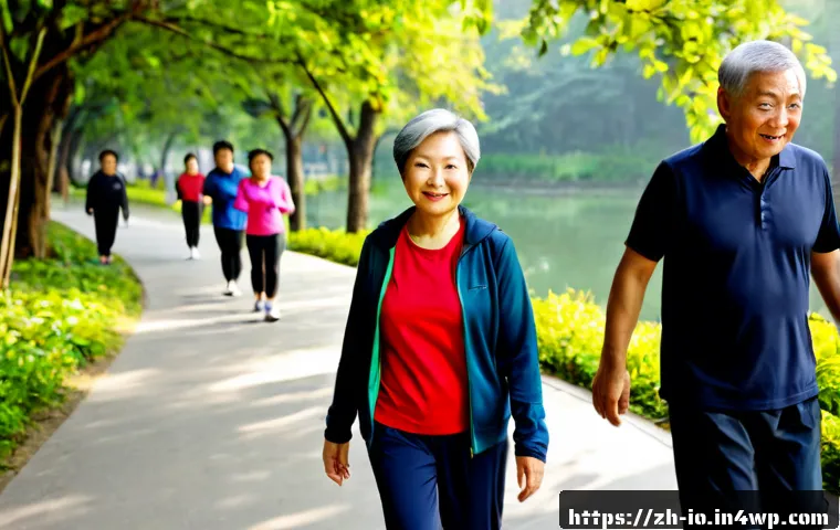 그린 운동 처방의 실천 사례와 배운 점 - Photorealistic community green exercise program in a peaceful urban park, middle-aged and older adul...